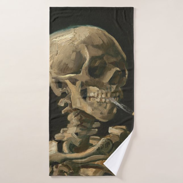 Vincent Van Gogh - Calavera con cigarrillo en llam (Toalla de baño)