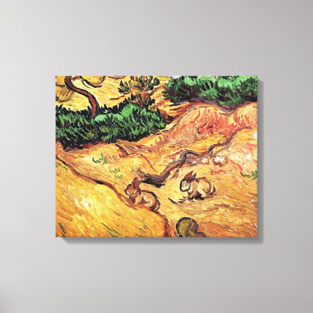 Vincent Van Gogh - Campo con dos conejos Arte fino (Anverso)