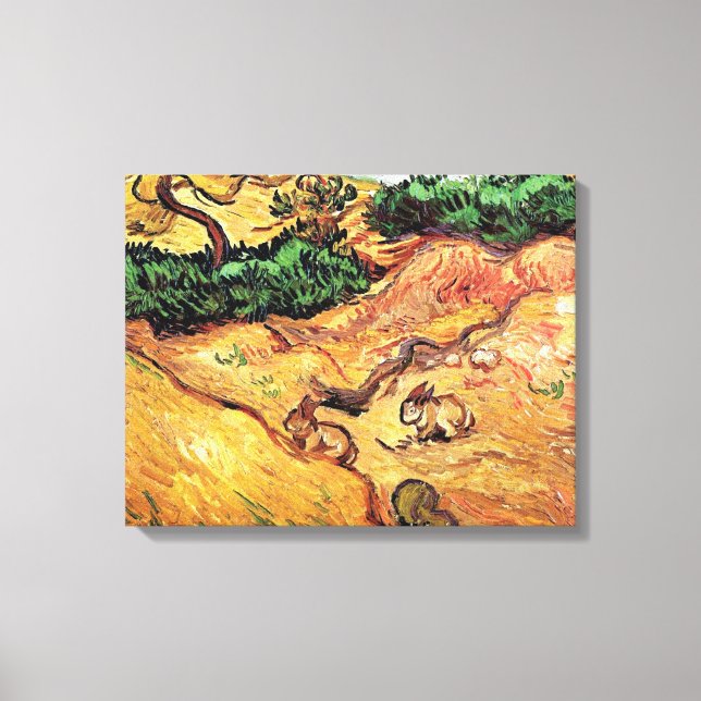 Vincent Van Gogh - Campo con dos conejos Arte fino (Anverso)