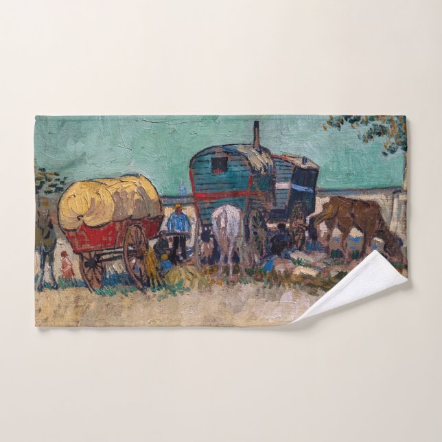 Vincent Van Gogh - Caravanas, campo gitano cerca d (Toalla de mano)