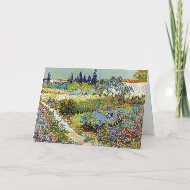 Vincent van Gogh Garden en la postal de Arles (Anverso)
