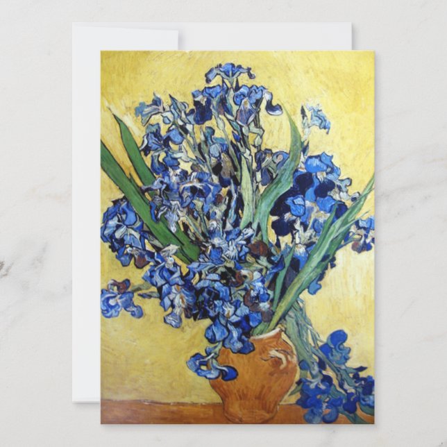 Vincent van Gogh, iris azules sobre fondo amarillo (Anverso)