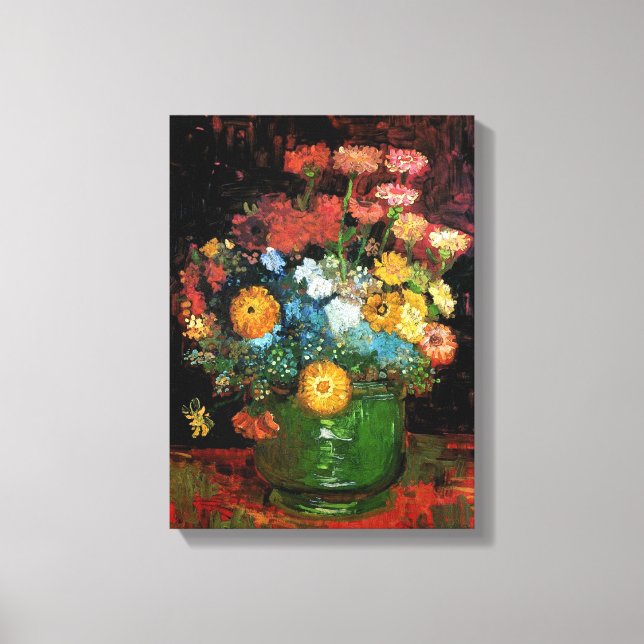 Vincent Van Gogh - Jarrón con Zinnias Arte Fino (Anverso)