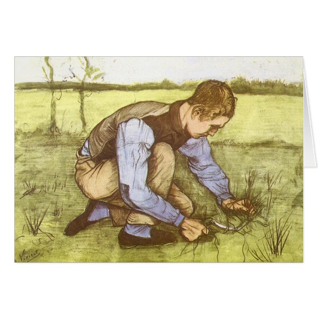 Vincent van Gogh - Muchacho cortando hierba con ho (Anverso (Horizontal))