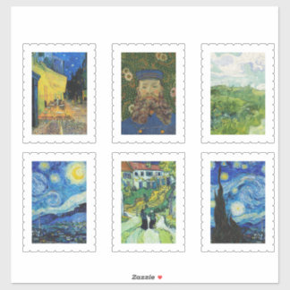 vincent van gogh postal stamp pegatina pack