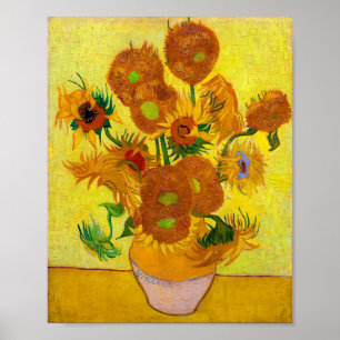 Vincent Van Gogh Quince girasoles en un arte granu