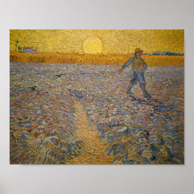 Vincent Van Gogh Sower en la pintura de arte Sunse (Frente)