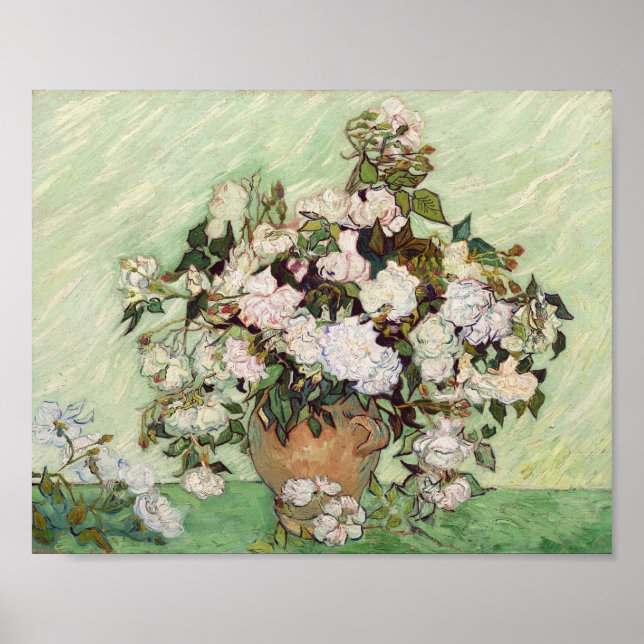 Vincent Van Gogh Vase Con Arte Floral De Roses Ros (Frente)
