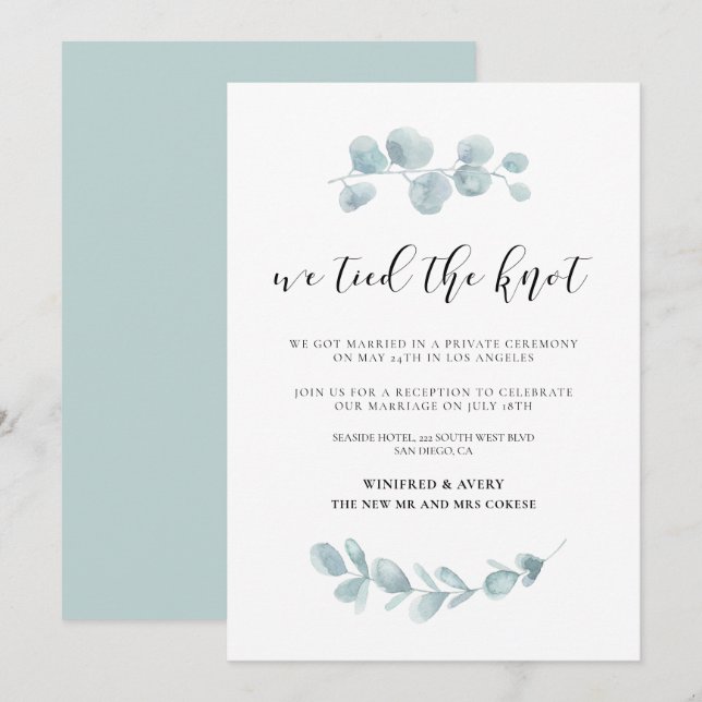 Vinculamos la invitación boda de Greenery (Anverso / Reverso)