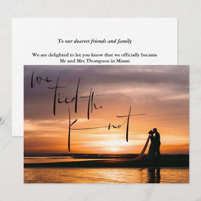 Vinculamos la Invitación de Elopement Knot Photo (Anverso / Reverso)