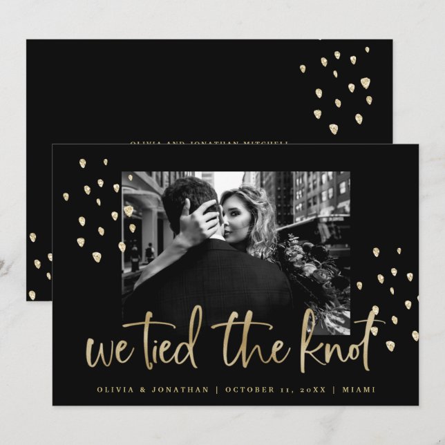 Vinculamos la Invitación del Boda Knot Gold Script (Anverso / Reverso)