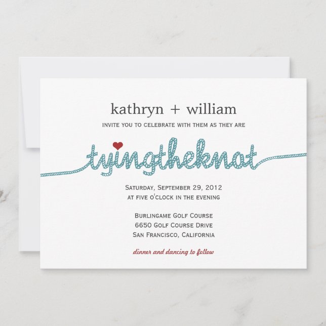 Vinculando la invitación a la boda moderna del Kno (Anverso)