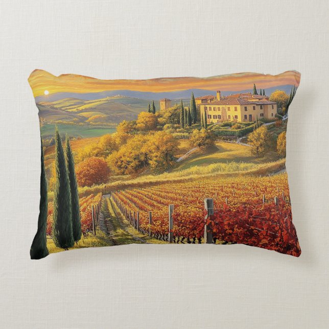 Viñedo de la ladera dorada – Almohada rectangular (Anverso)