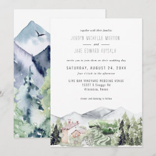 Viñedo Rústico de Montaña   Invitación de Boda
