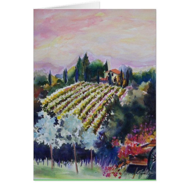 Viñedo toscano de la ACUARELA de Le Docce Villa (Frente)