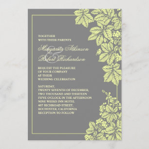 viñedos o jardín invitaciones de boda grises y ama