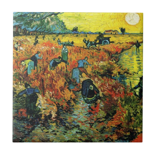 Viñedos rojos de Van Gogh en la teja de Arles (Frente)