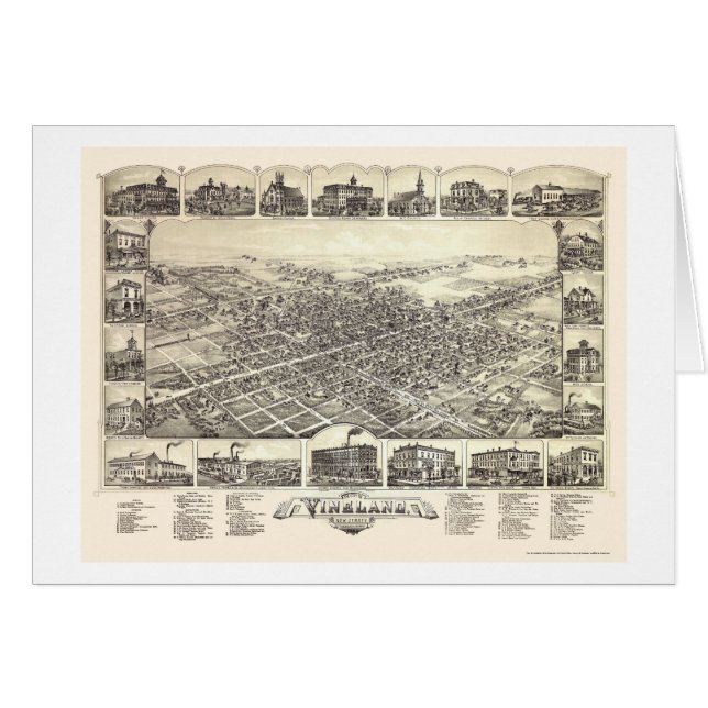 Vineland, mapa panorámico de NJ - 1885 (Anverso (Horizontal))