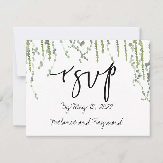 Vines de Verdor Boda RSVP 2 Tarjeta trasera de cor (Anverso)