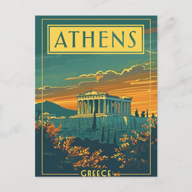 Viñeta Atenas, postal de Grecia | Partenón (Anverso)