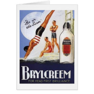 Viñeta Brylcreem en el anuncio de natación