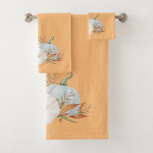 Viñeta Caída De Calabazas Y Toalla De Baño De Hoja