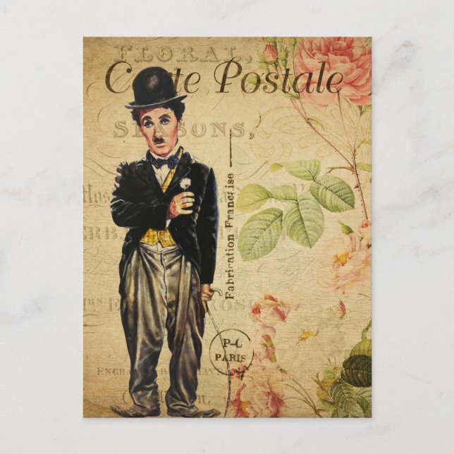 Viñeta Charlie Chaplain Carte postal francesa (Anverso)