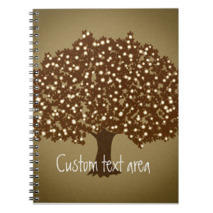 Viñeta de cuaderno rústico de árbol iluminado