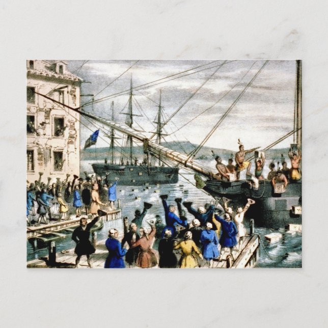 Viñeta de postales del Fiesta del té de Boston (Anverso)