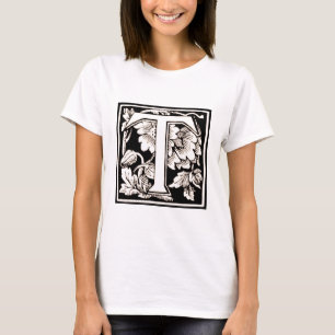 Viñeta floral 'T' enmarcada - camiseta