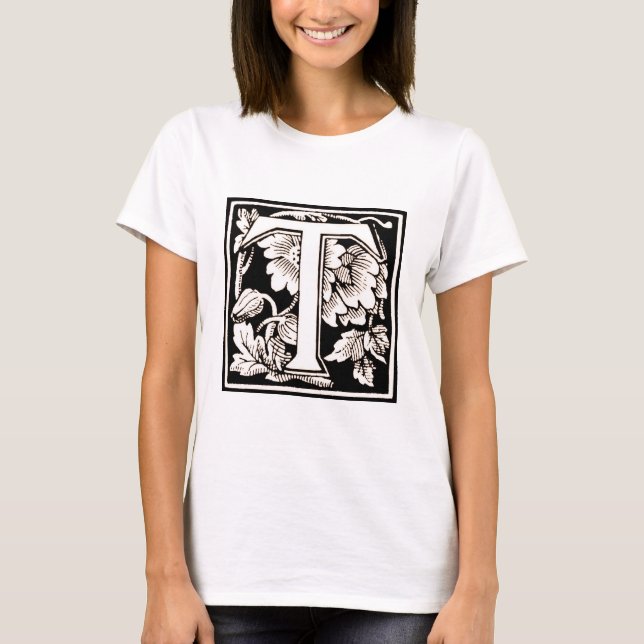 Viñeta floral 'T' enmarcada - camiseta (Anverso)