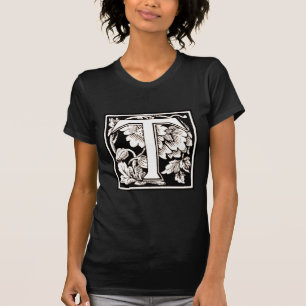 Viñeta floral 'T' enmarcada - camiseta