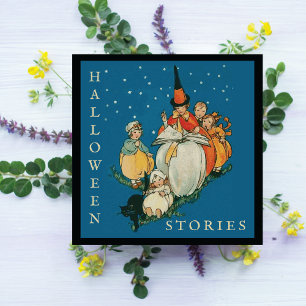 Viñeta Halloween Storytime Pequeña Bruja Gato Negr