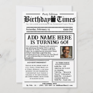 Viñeta invitación al periódico "The Birthday Times