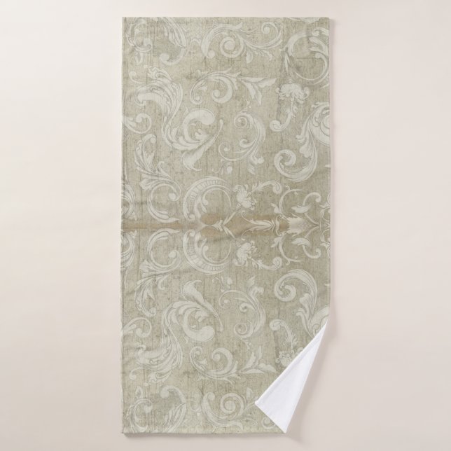 Viñeta moderna de color agua Madera gris barniz (Toalla de baño)