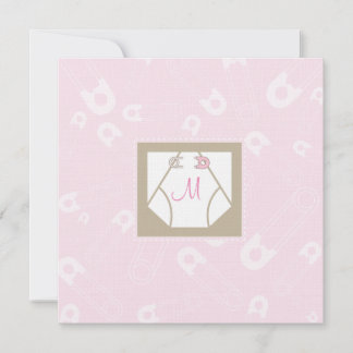 Viñeta monogramo y pines Baby Shower invitación