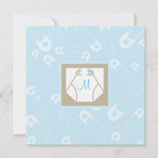 Viñeta monogramo y pines Baby Shower invitación