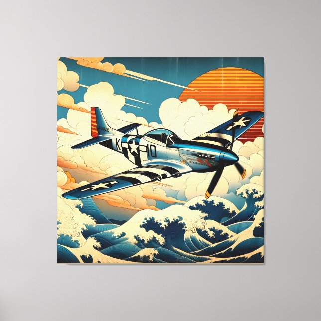 Viñeta P-51 Mustang en arte Ukiyo-e (Anverso)