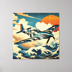 Viñeta P-51 Mustang en arte Ukiyo-e