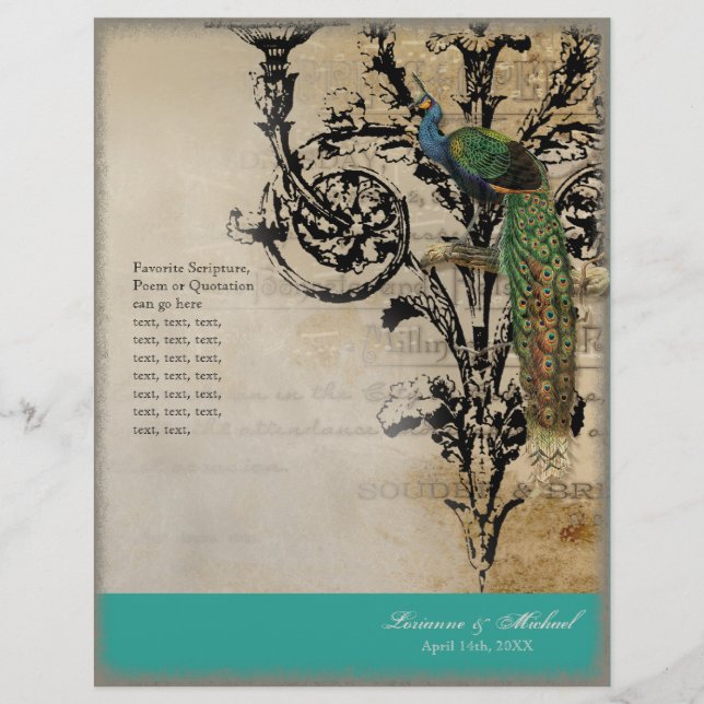 Viñeta Peacock 6 - Programa Elegante de Bodas (Anverso)