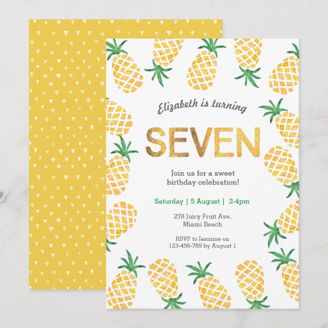 Viñeta tropical 7 Invitación de cumpleaños (Anverso / Reverso)
