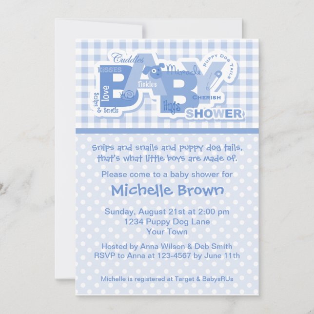 Viñeta y caracoles invitación Baby Shower (Anverso)