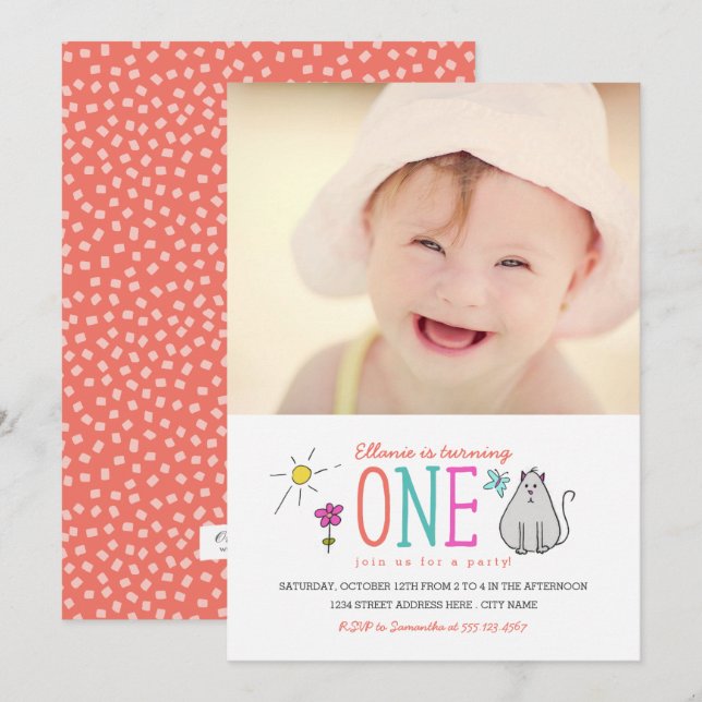 Viñetas coloreadas Invitación Fiesta de primer cum (Anverso / Reverso)