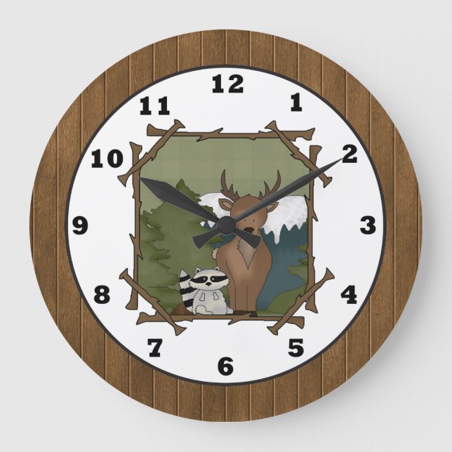 Viñetas de Woodland reloj de pared personalizado (Anverso)