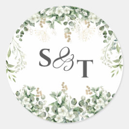 Viñetas plateadas: Pegatina botánico monogramado