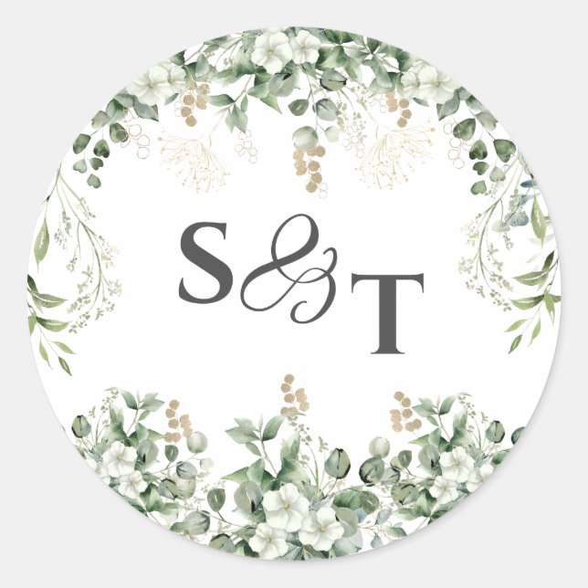 Viñetas plateadas: Pegatina botánico monogramado (Anverso)