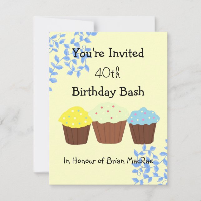 Viñetas y pasteles Invitación al cumpleaños (Anverso)