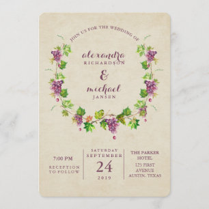 Viñetería  Invitación a la boda temática del vino