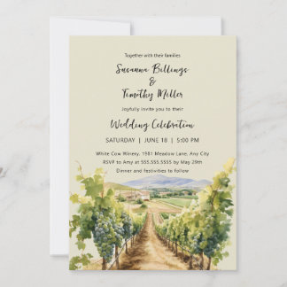 Vineyard acuarela con invitación a la boda RSVP
