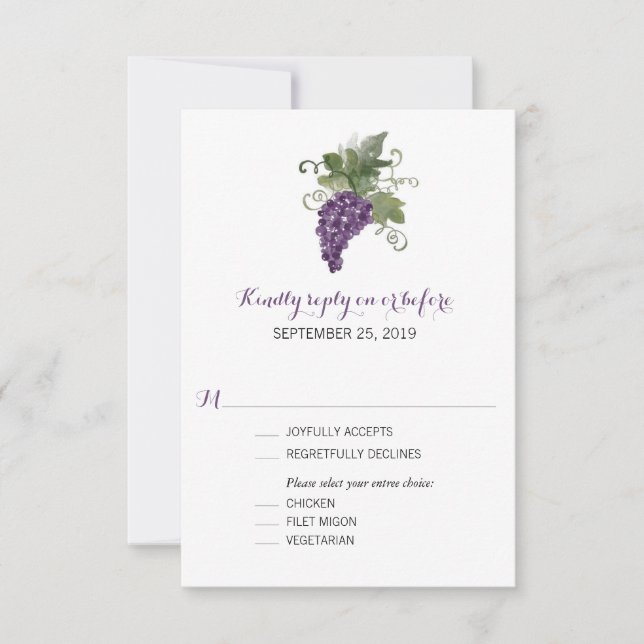 Vineyard de acuarela | RSVP de boda (Anverso)